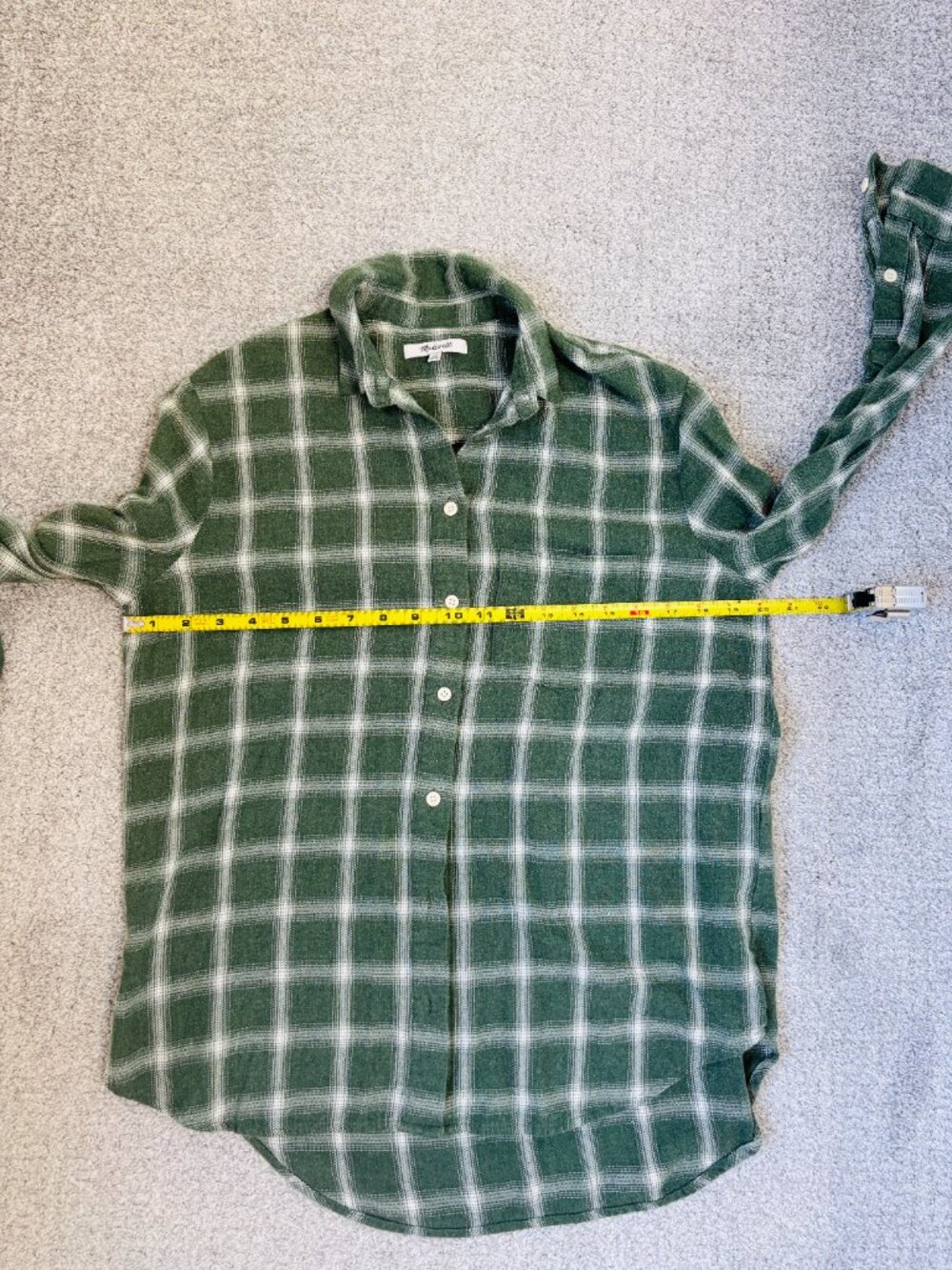 Madewell 90's Grunge/Gorpcore Oversized Forest Green Plaid Flannel Shirt - XS🌲✨ - Picture 12 of 14